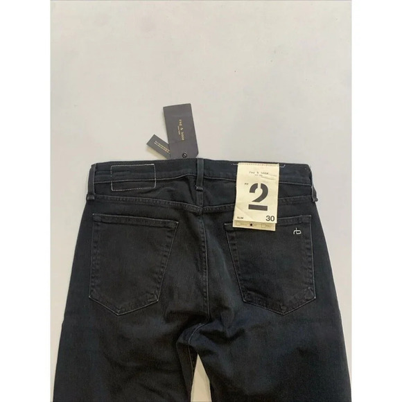 Rag & Bone Men's Black Fit 2 Slim Fit Jeans Size 30x34 NWT - Picture 11 of 16